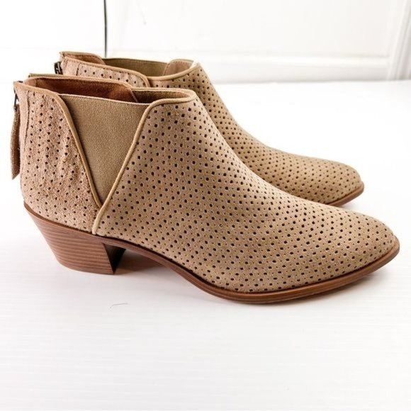 Trask Bootie womens size 11 Tisha Perforated Taupe Oiled Suede Ankle Shoe - Picture 5 of 12